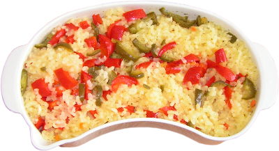 ry� risotto ugotowany na parze z papryk� s�odka i ostr� w bulionie